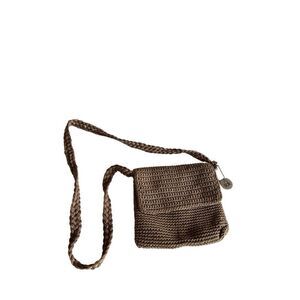 The Sak mini brown crossbody crochet 7"x6"